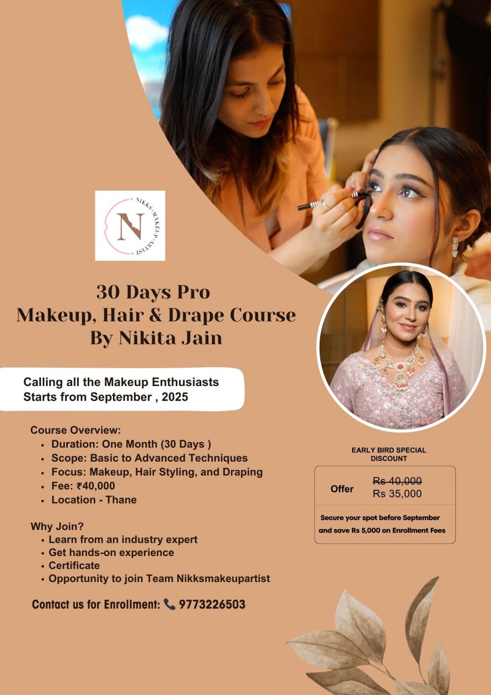 Learn by Nikksmakeupartist, led by the renowned Nikita Jain, a professional makeup artist specializing in Celebrity and Bridal Makeovers.