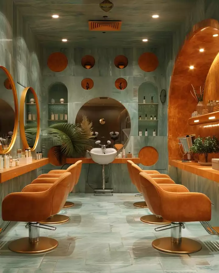 Retro Teal Copper Salon