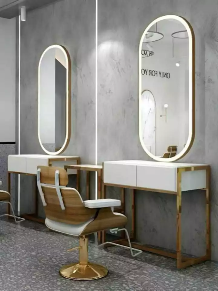 Gold Wood White Salon Chair