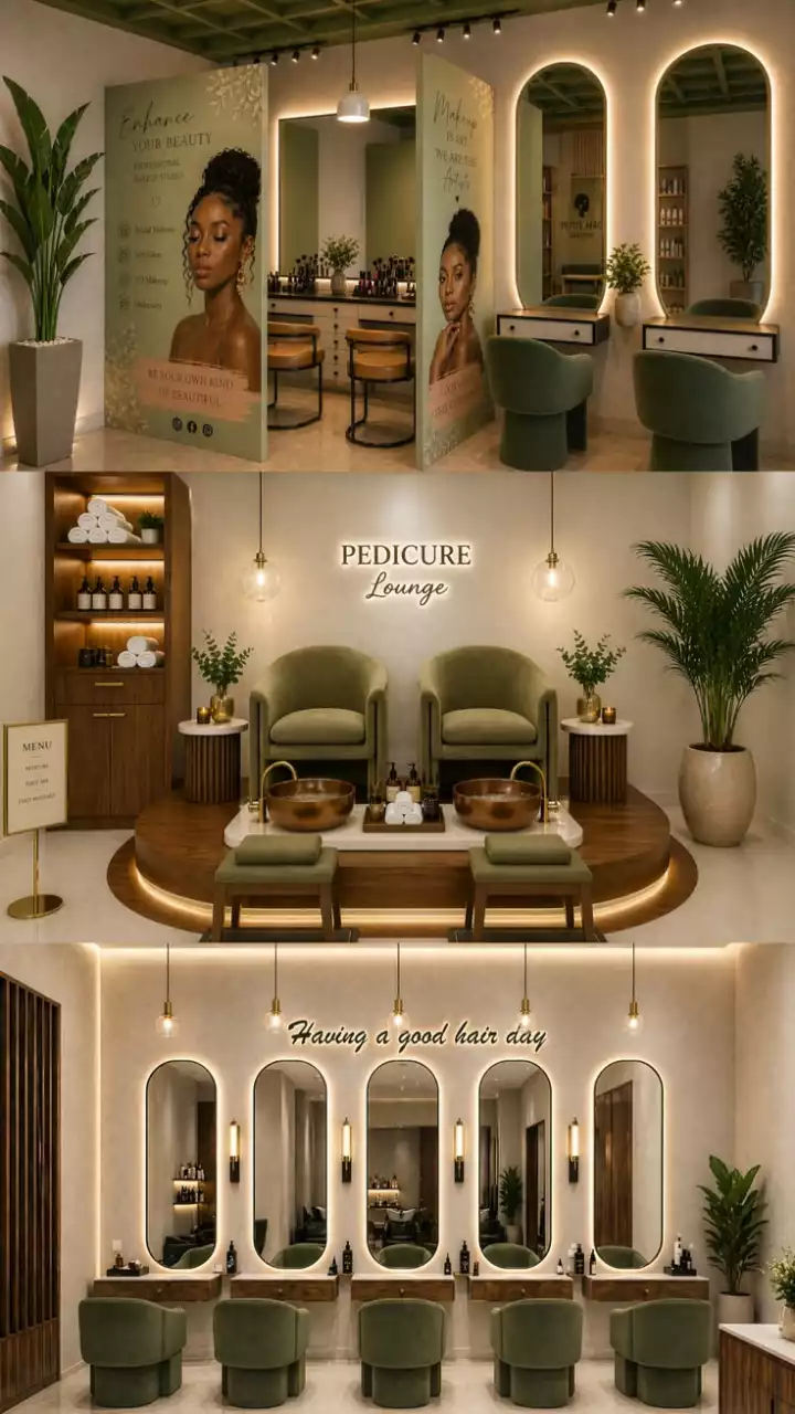 Green salon design setup
