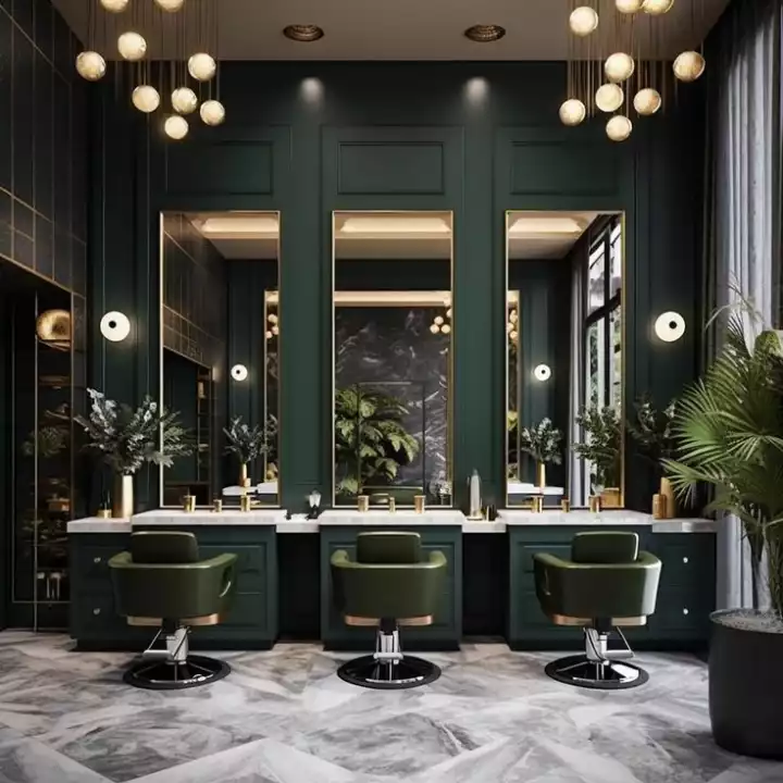 Dark Green Gold Salon
