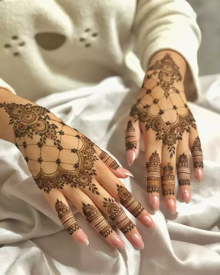Mehndi design for White skin and white sareee