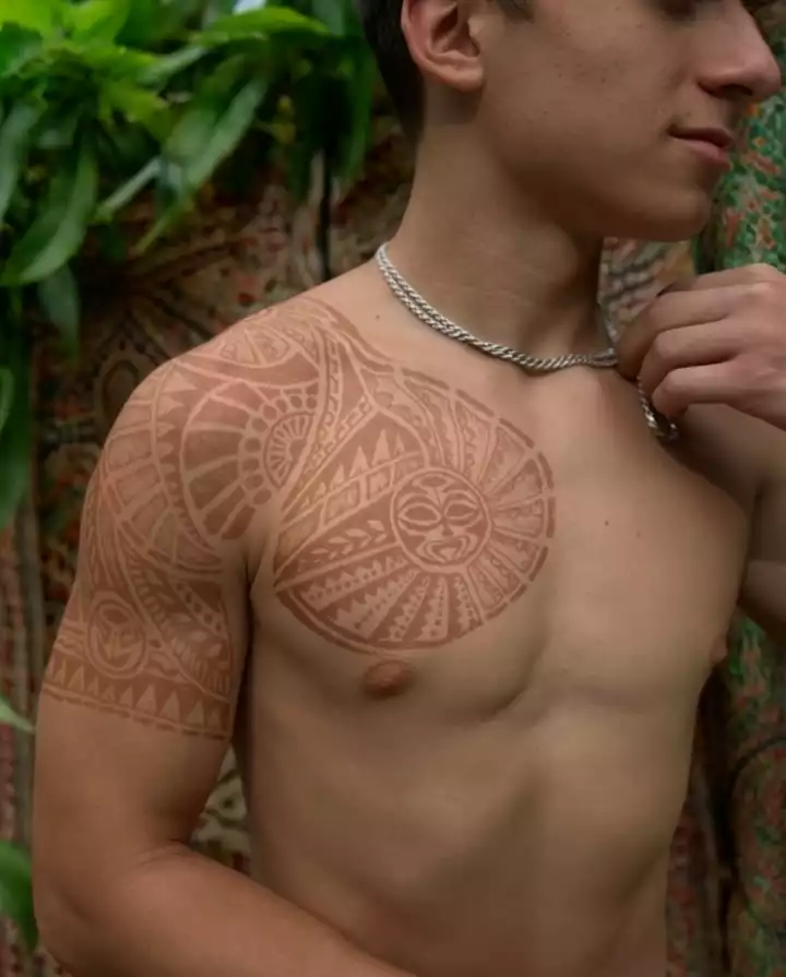 Mehndi Tattoo design for men to try on chest