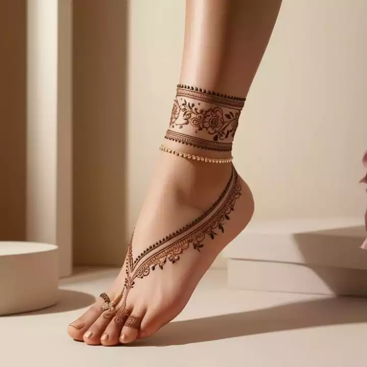 Easy Bridal Henna design for Foot and ankle ideas