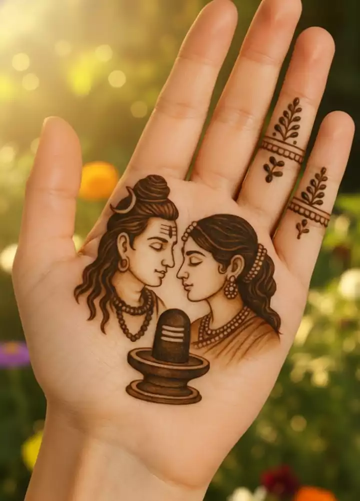 Shiv Parvati Mehndi Design Idea