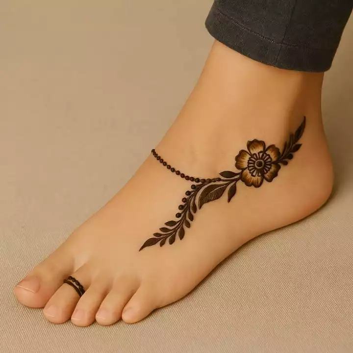 30 Minimalist Mehndi design for Anklet for any occasion to do it
