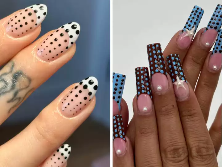 Pointed Dotted Nail Art design