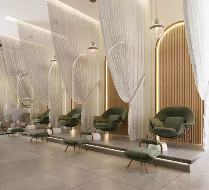 Nail salon chair setup