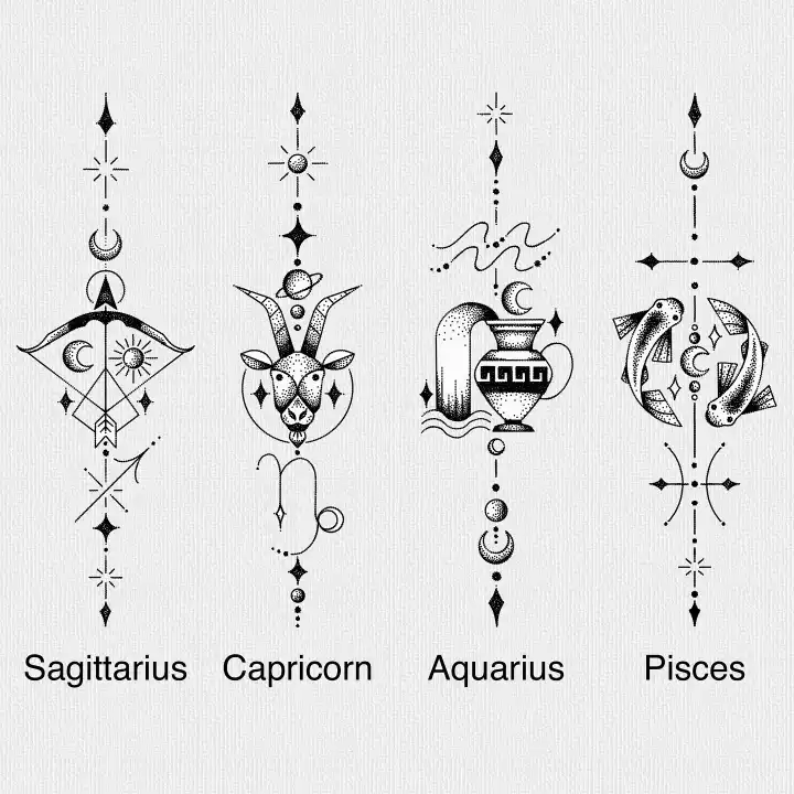 Tattoo design for sagittatrius,capricorn, Aquarious, Pisces